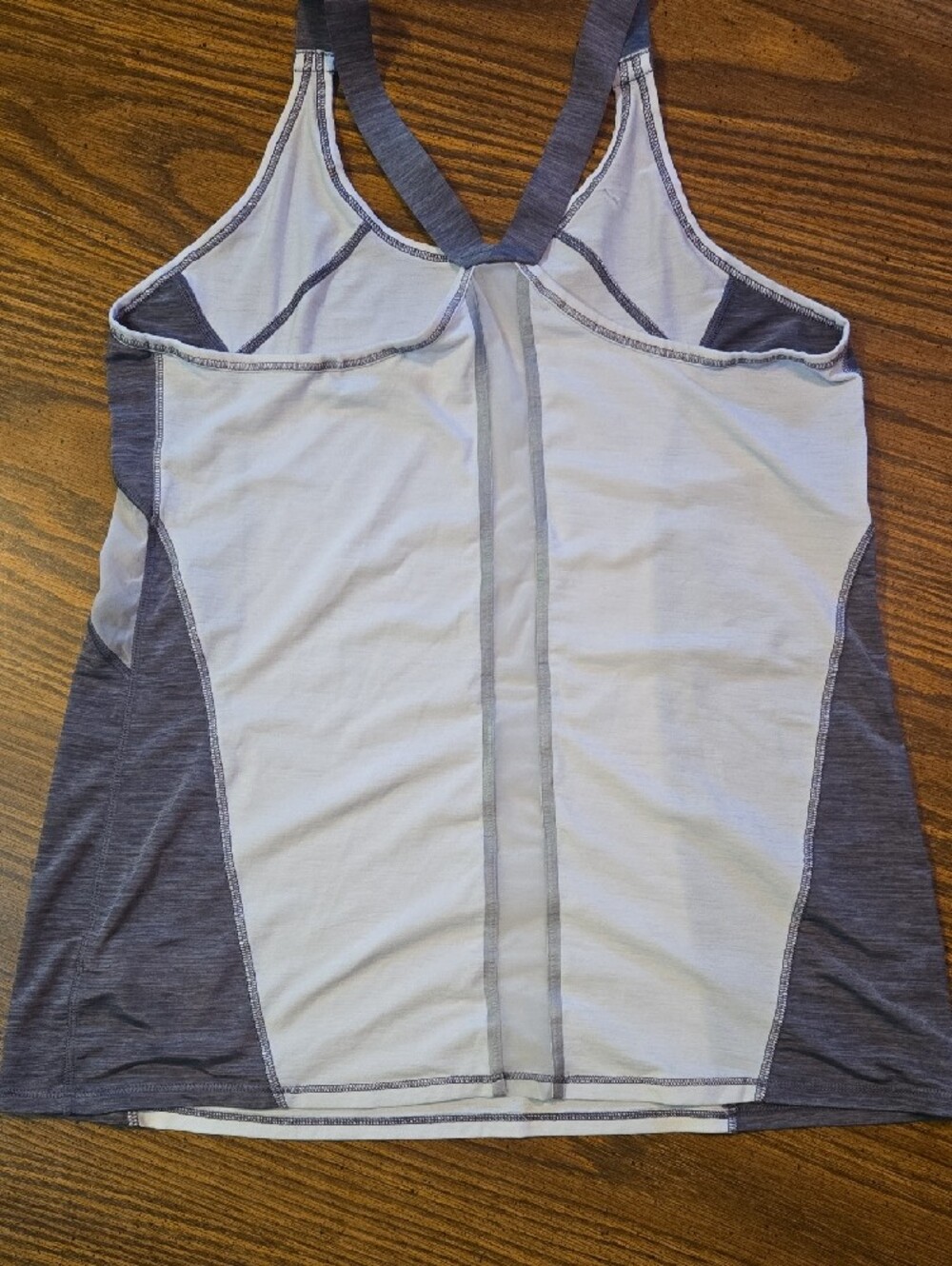 Athleta White Tank Top with Heather Gray Straps - Picture 2 of 3